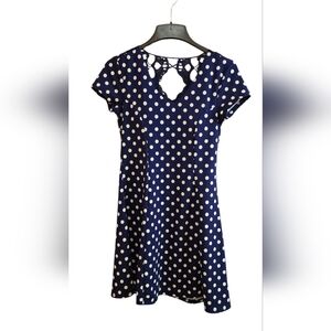 Navy Polka Dot Dress No Boundaries Size M